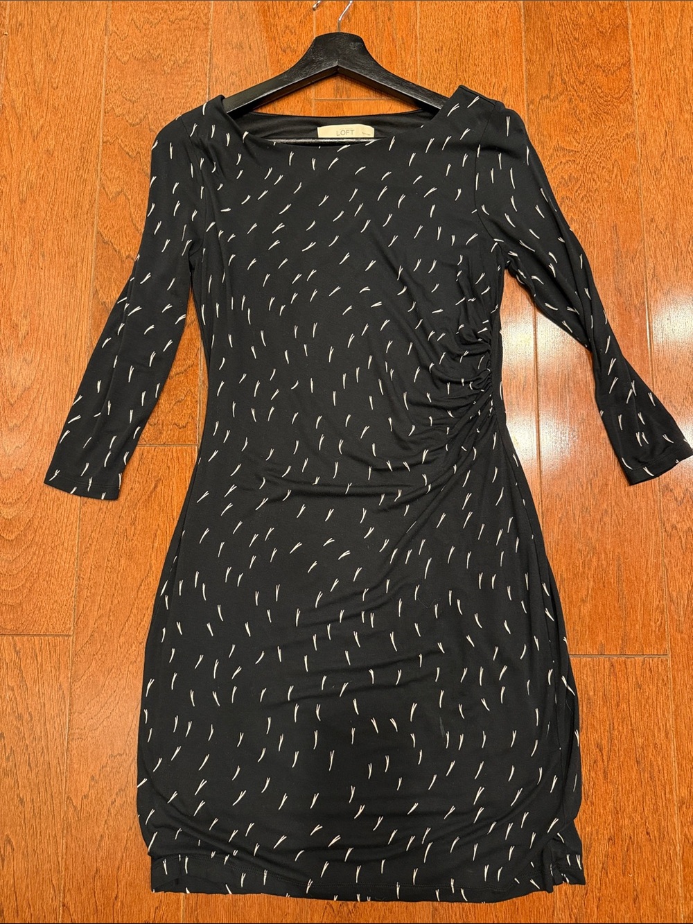 LOFT Ruched Bodycon Ruched Abstract Print Dress – Size SP - Picture 6 of 6
